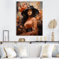 thumbnail image 1 of Designart "African American Woman with Orange Flowers in Harlem Jazz" People Canvas Wall Art - Global Pink Harlem Renaissance Bedroom Canvas Wall Art, 1 of 6