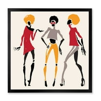 Designart 'African American Women Silhouettes Red and Yellow I' Modern Framed Art Print