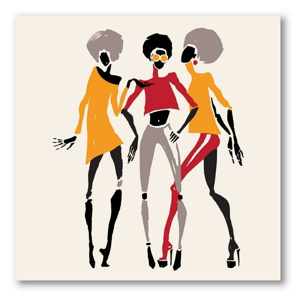 Designart ' African American Women Silhouettes Red and Yellow II ' Modern Canvas Wall Art Print