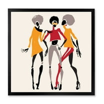 Designart 'African American Women Silhouettes Red and Yellow II' Modern Framed Art Print