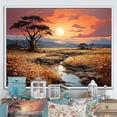 thumbnail image 1 of Designart "African Aura Riverforest Peach Sunset I" Landscapes Floater Framed Wall Decor, 1 of 7