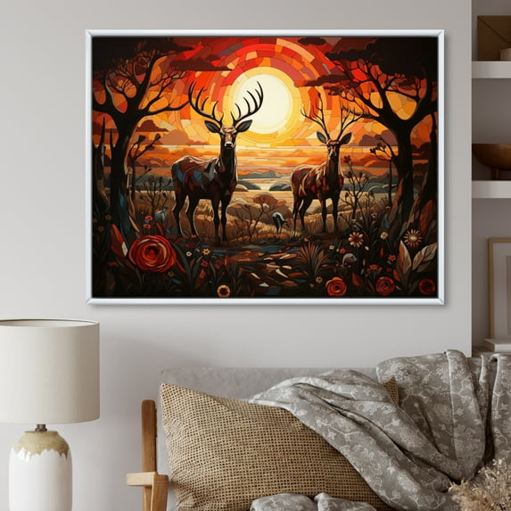 Designart "African Bright Tints" African Floater Framed Wall Art Living Room