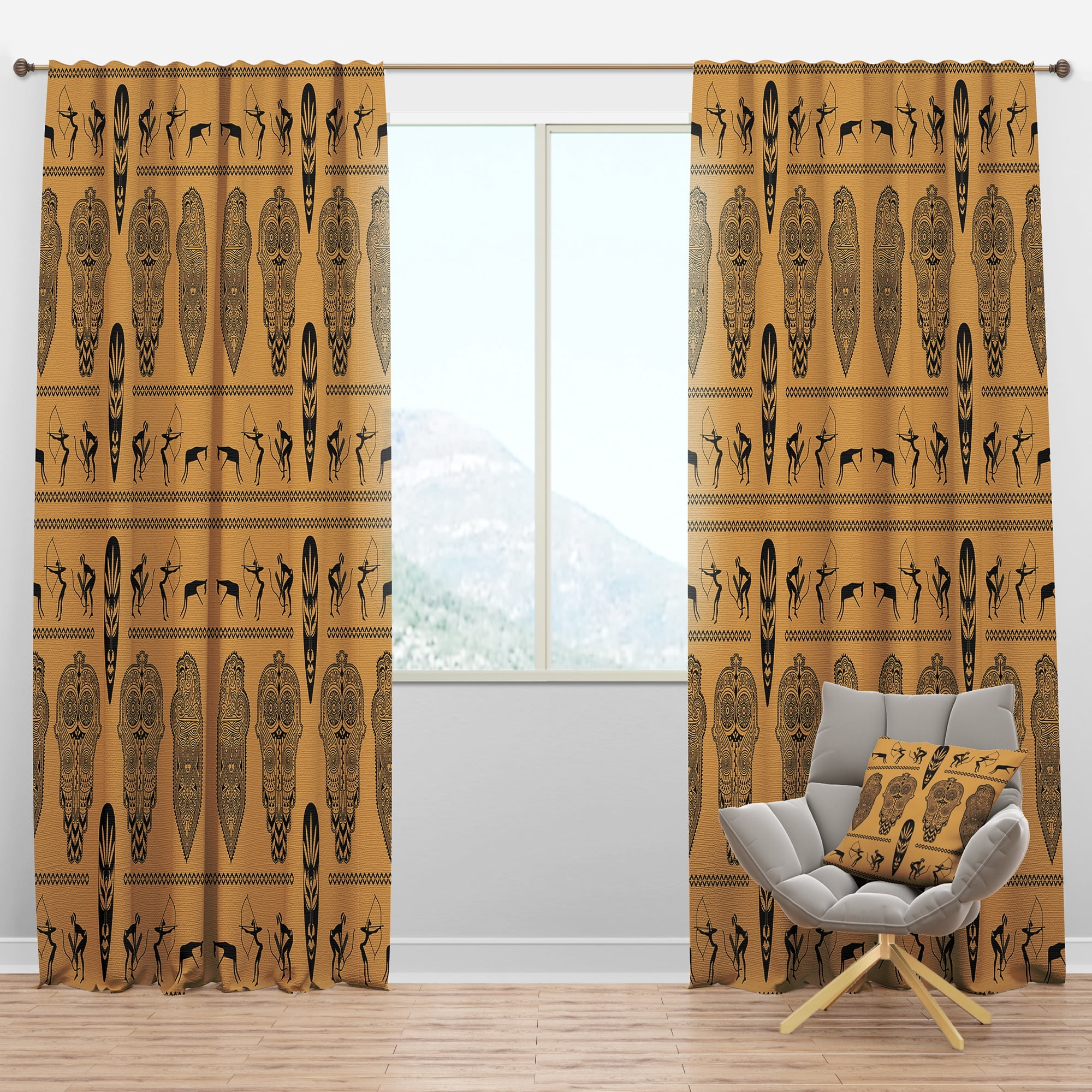 Designart 'African Decorative Shapes Pattern' Tropical Blackout Curtain Panel