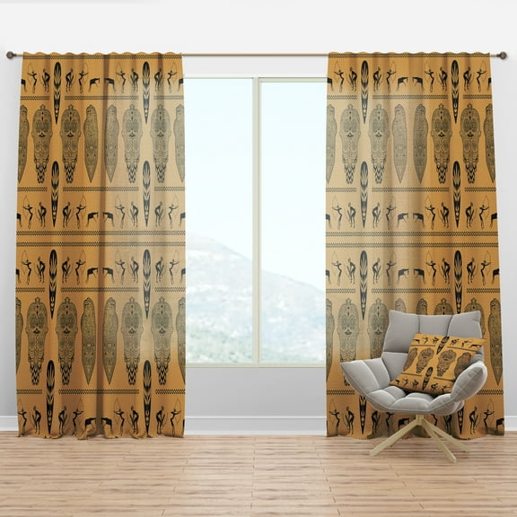 Designart 'African Decorative Shapes Pattern' Tropical Curtain Panel