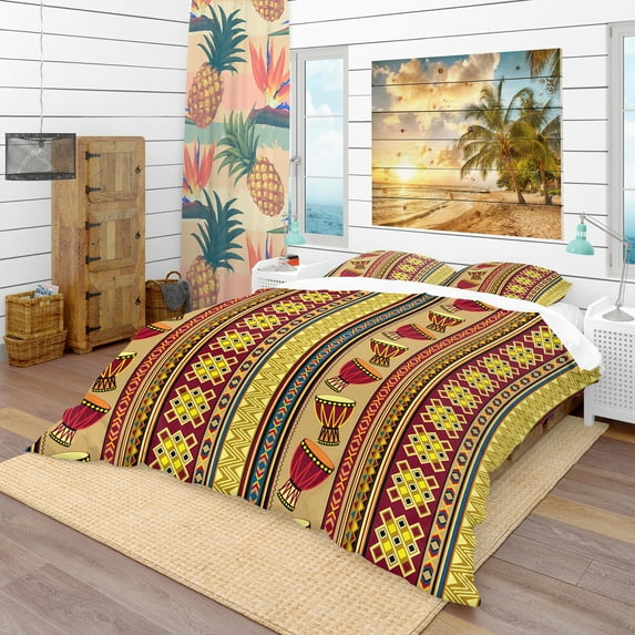 Designart 'African Drum Beckground' Tropical Duvet Cover Set