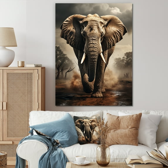 Designart "African Elephant Race gracefulness I" Animals Canvas Art Print