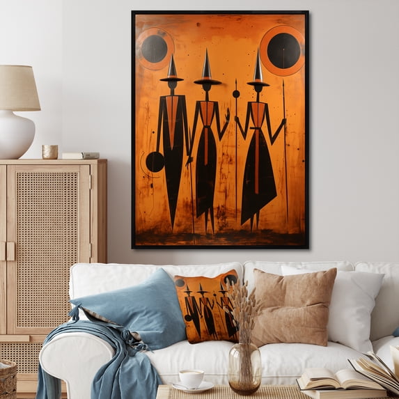 Designart "African Freedom Dream Art" People Framed Wall Art - Global Orange African American Art Entryway Framed Wall Art