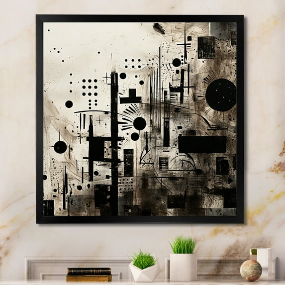 Designart "African Geometric Artistry In Earth Tones" Abstract Shapes Picture Framed Canvas Art Print