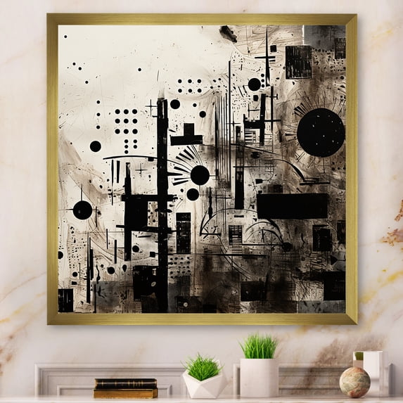 Designart "African Geometric Artistry In Earth Tones" Abstract Shapes Picture Framed Canvas Art Print