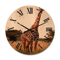 Designart 'African Giraffe In The Wildlife I' Farmhouse Wood Wall Clock