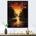Designart "African Jungle River Sunset I" Landscapes Framed Wall Art