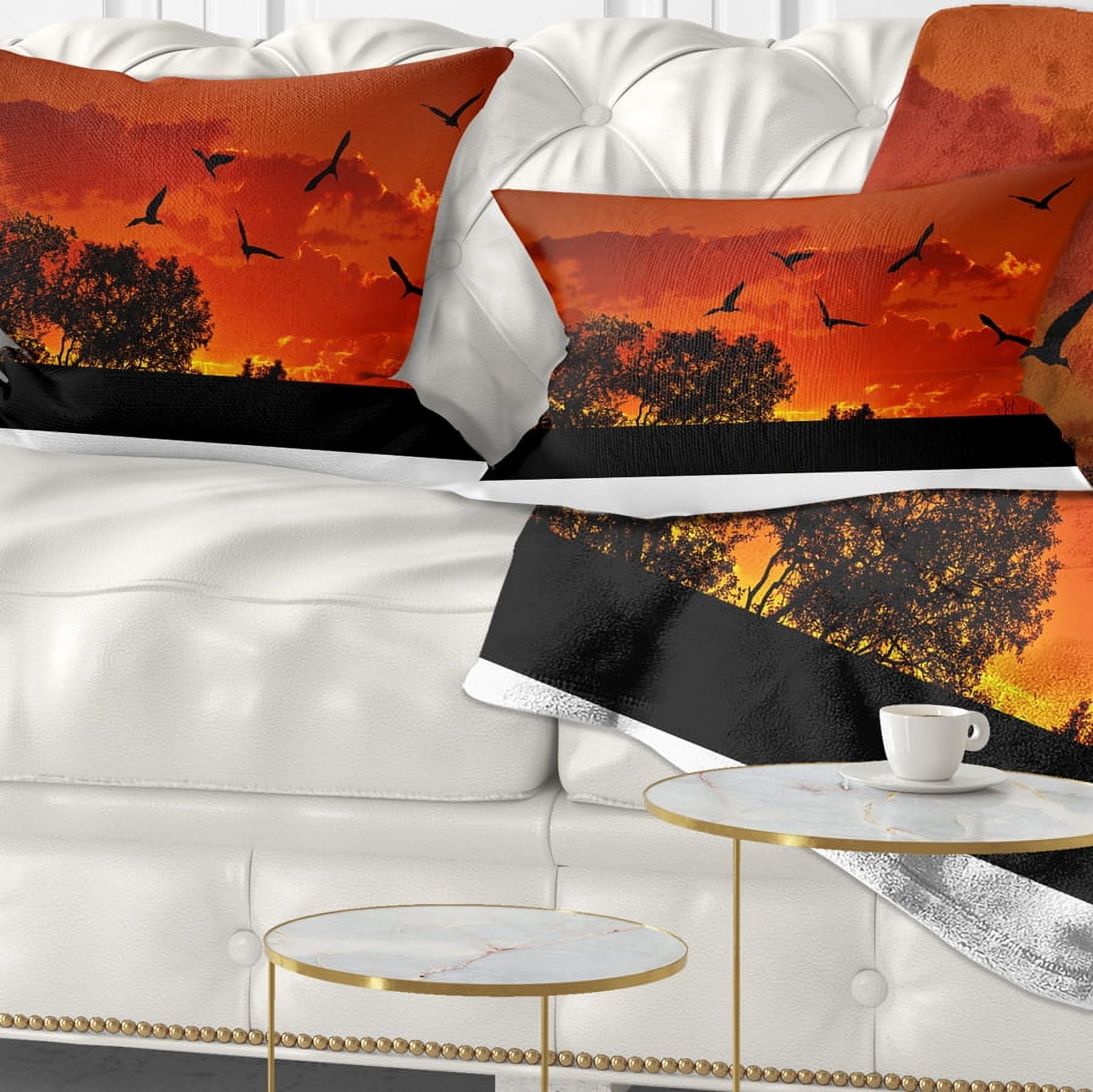 Designart African Landscape with Warm Sunset - African Landscape Printed Throw Pillow - 12x20