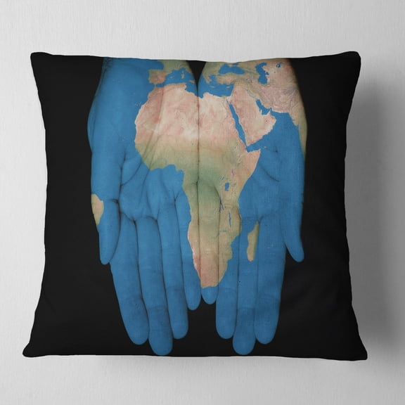 Designart African Map in Our Hands - Abstract Throw Pillow - 16x16