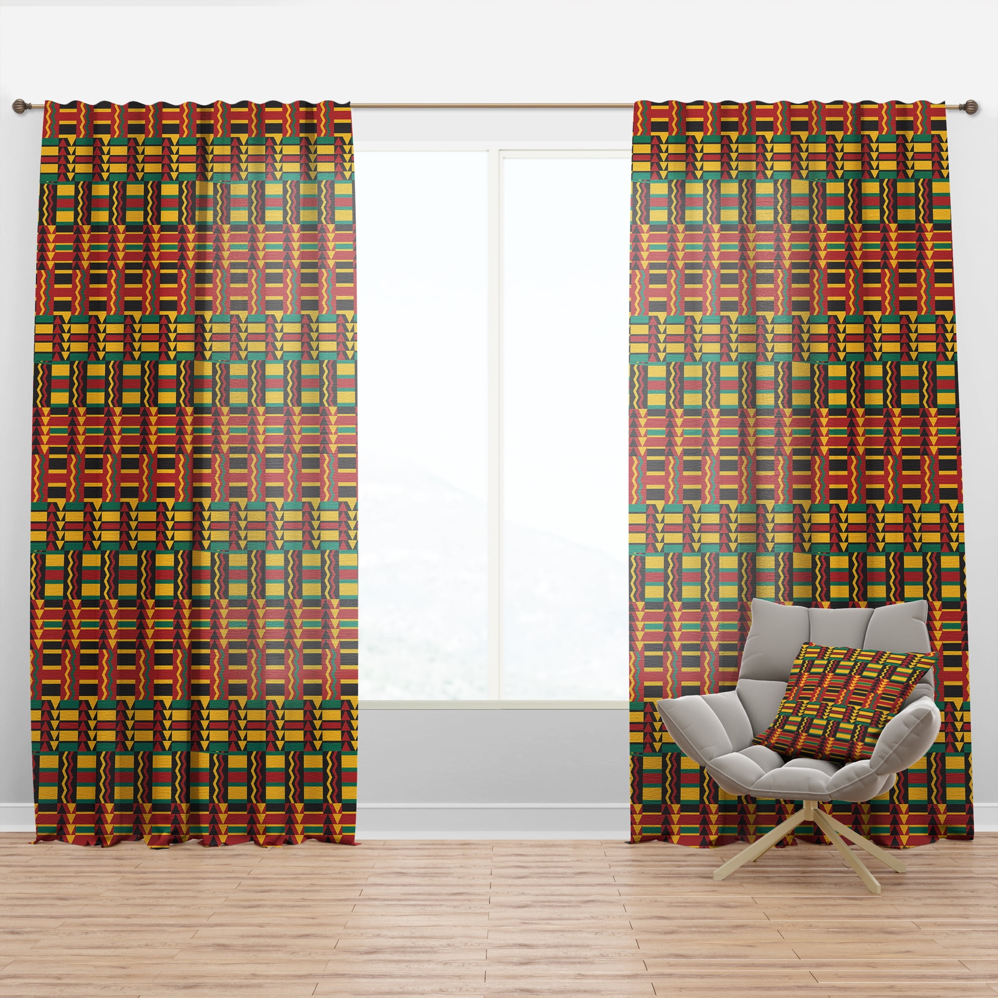 Designart 'African Pattern Design' Tropical Curtain Panel