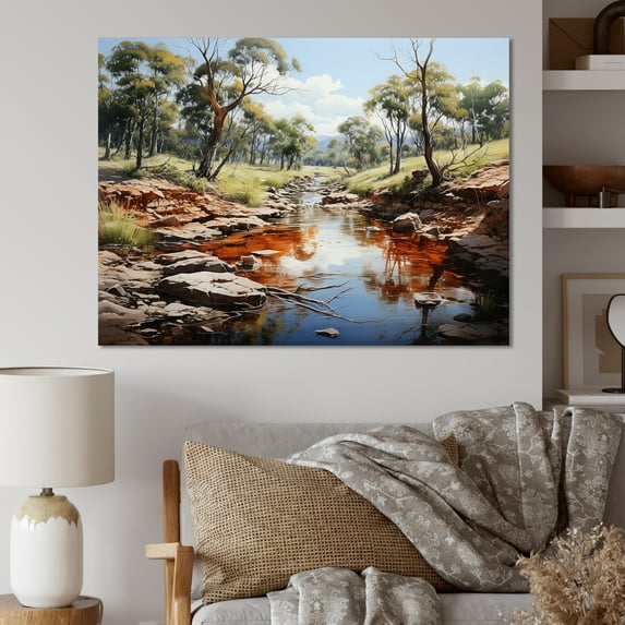Designart "African River Captured In Watercolor" Landscape Forest River Canvas Prints