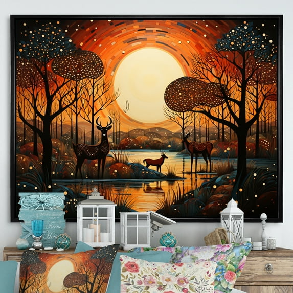 Designart "African Savannah Charm IX" African Floater Framed Canvas Wall Art