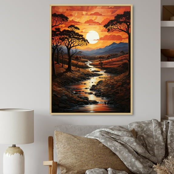 Designart "African Savannah Charm VII" African Floater Framed Wall Art Print