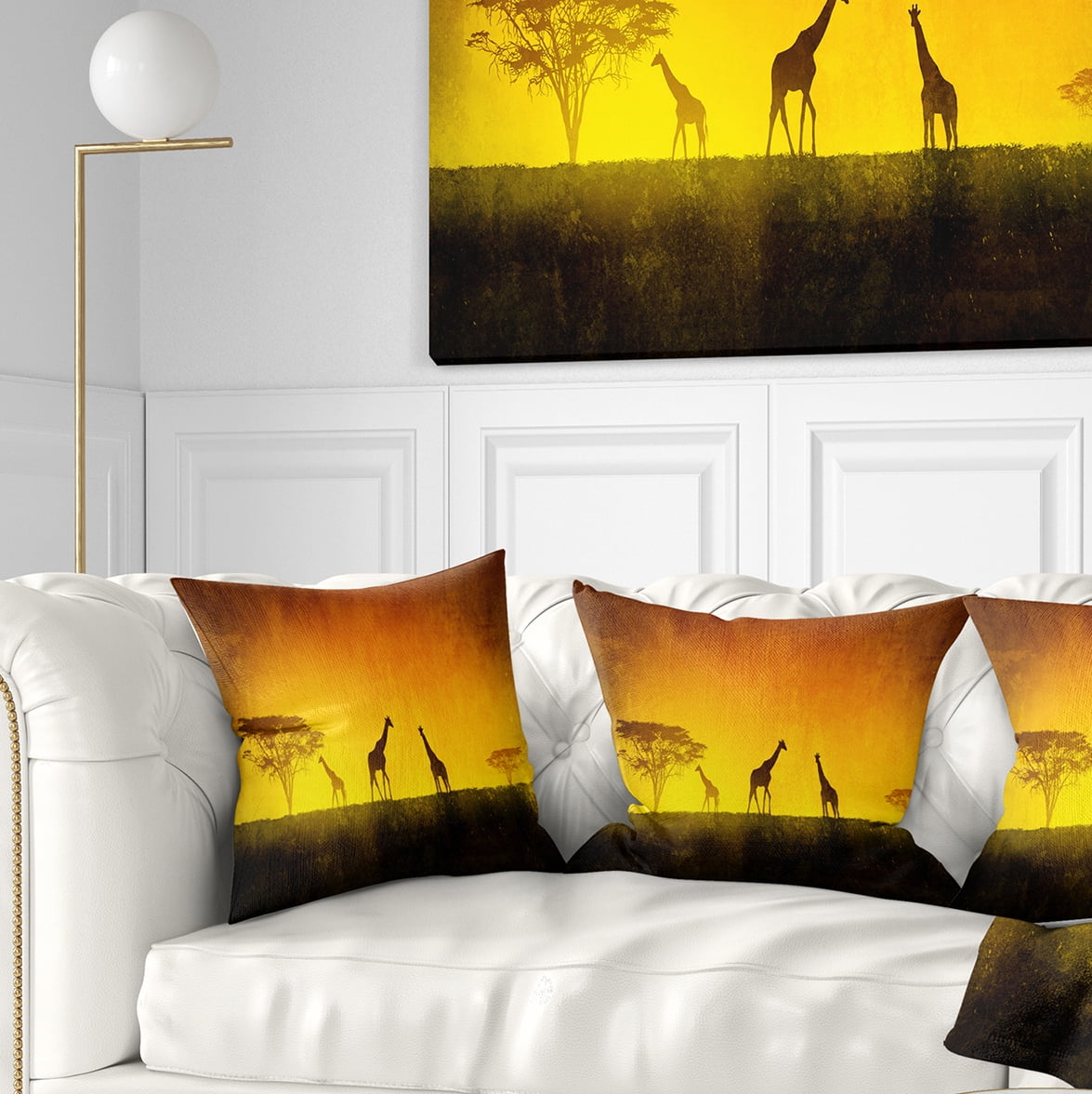Designart African Sunset Aura - Landscape Printed Throw Pillow - 16x16