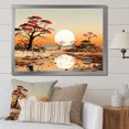 thumbnail image 1 of Designart "African Sunset Over The Landscape" Africa Picture Framed Wall Art Prints, 1 of 5