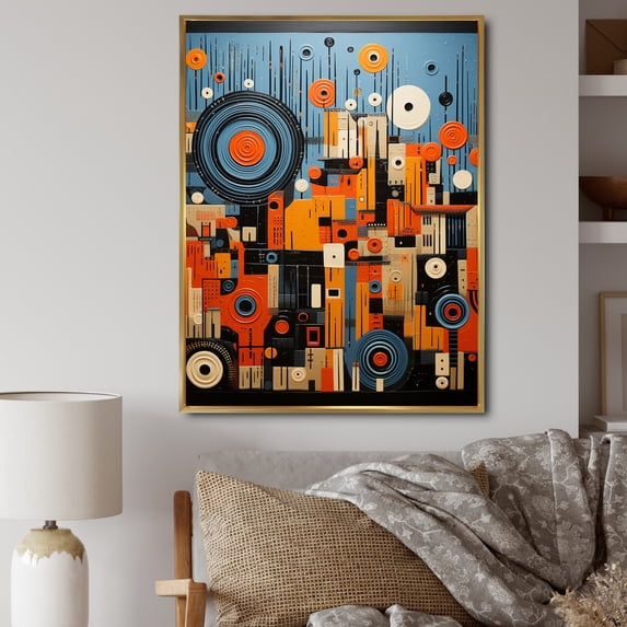 Designart "African Tribal flow Pastoral II" African Tribal Floater Framed Wall Art Living Room
