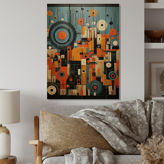 Designart "African Tribal flow Pastoral II" African Tribal Print on Natural Pine Wood