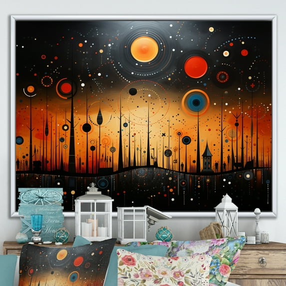 Designart "African Tribal flow Pointillism I" African Tribal Floater Framed Wall Art Living Room