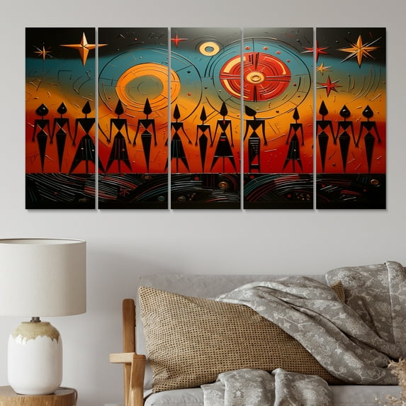 Designart "African Tribal flow VI" African Tribes Metal Wall Decor Set