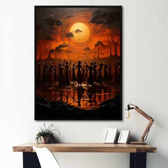 Designart "African Tribal flow XVI" African Tribes Floater Framed Wall Art Print