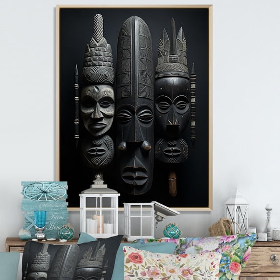 Designart "African Visage" African American Floater Framed Wall Art Living Room