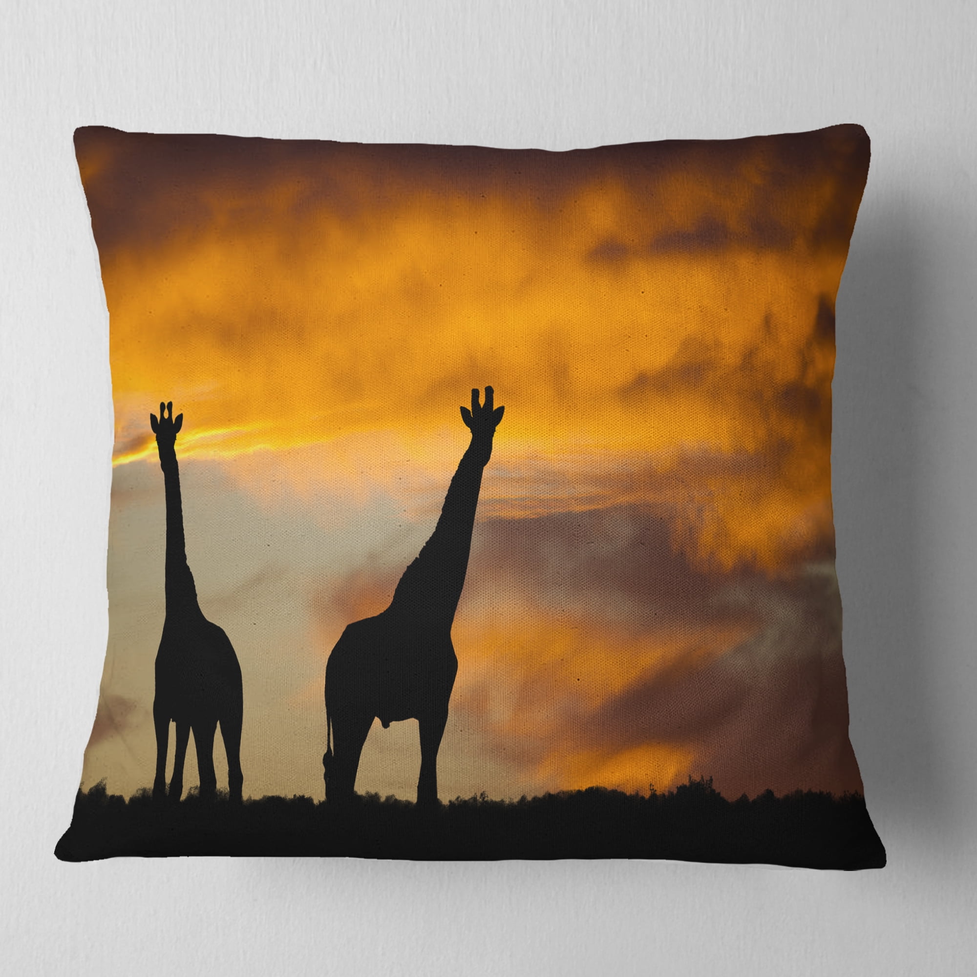 Designart African Wildlife Silhouette - African Throw Pillow - 16x16