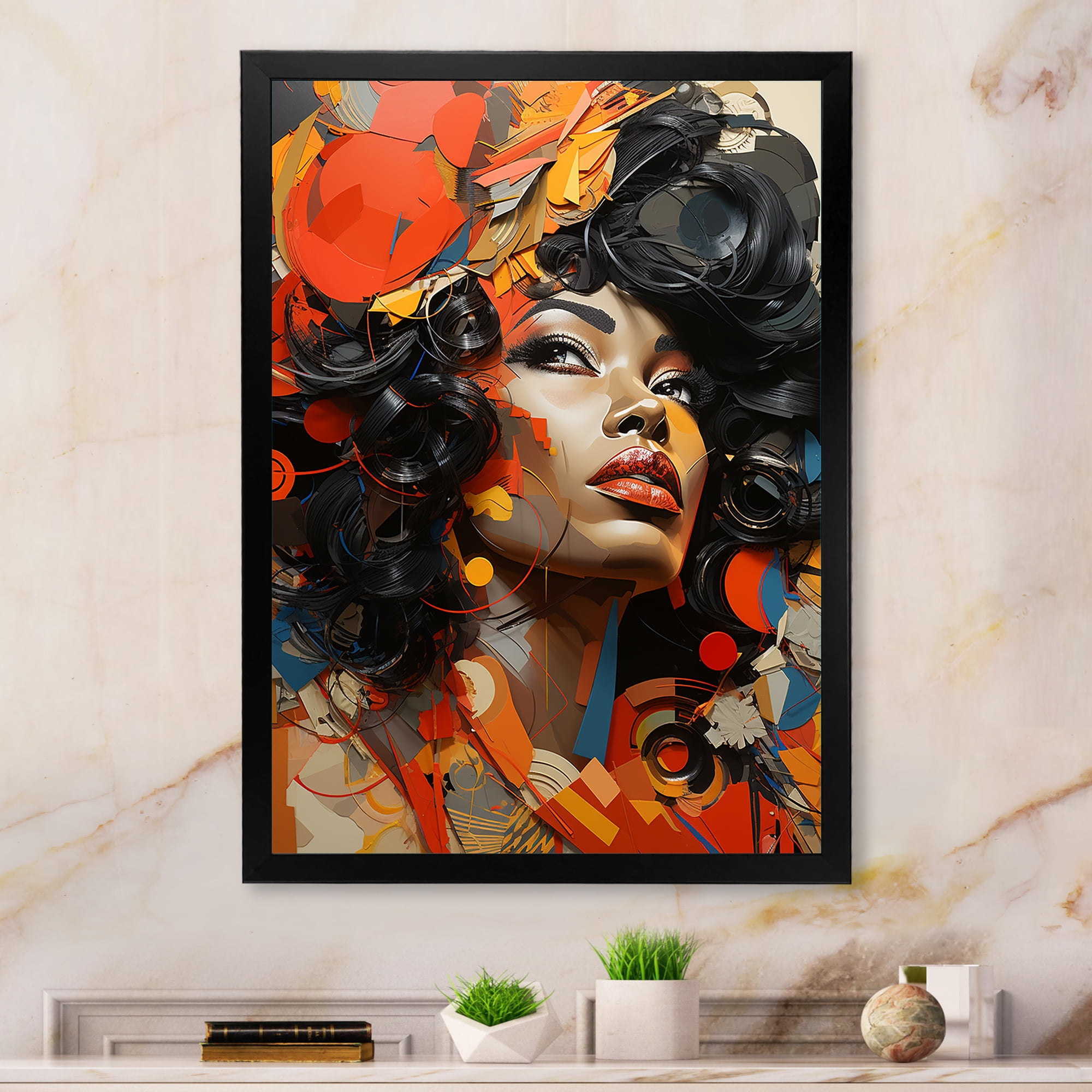Designart "African Woman Embracing Paint Collage" African American Art