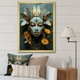 thumbnail image 1 of Designart "African Woman Portrait Green and Yellow Radiance" People Framed Wall Art - Global Yellow African Mask Entryway Framed Wall Art, 1 of 6