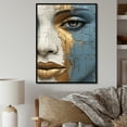 thumbnail image 1 of Designart "African Woman Portrait In Blue And Gold I" Africa Floater Framed Canvas Art Print, 1 of 5