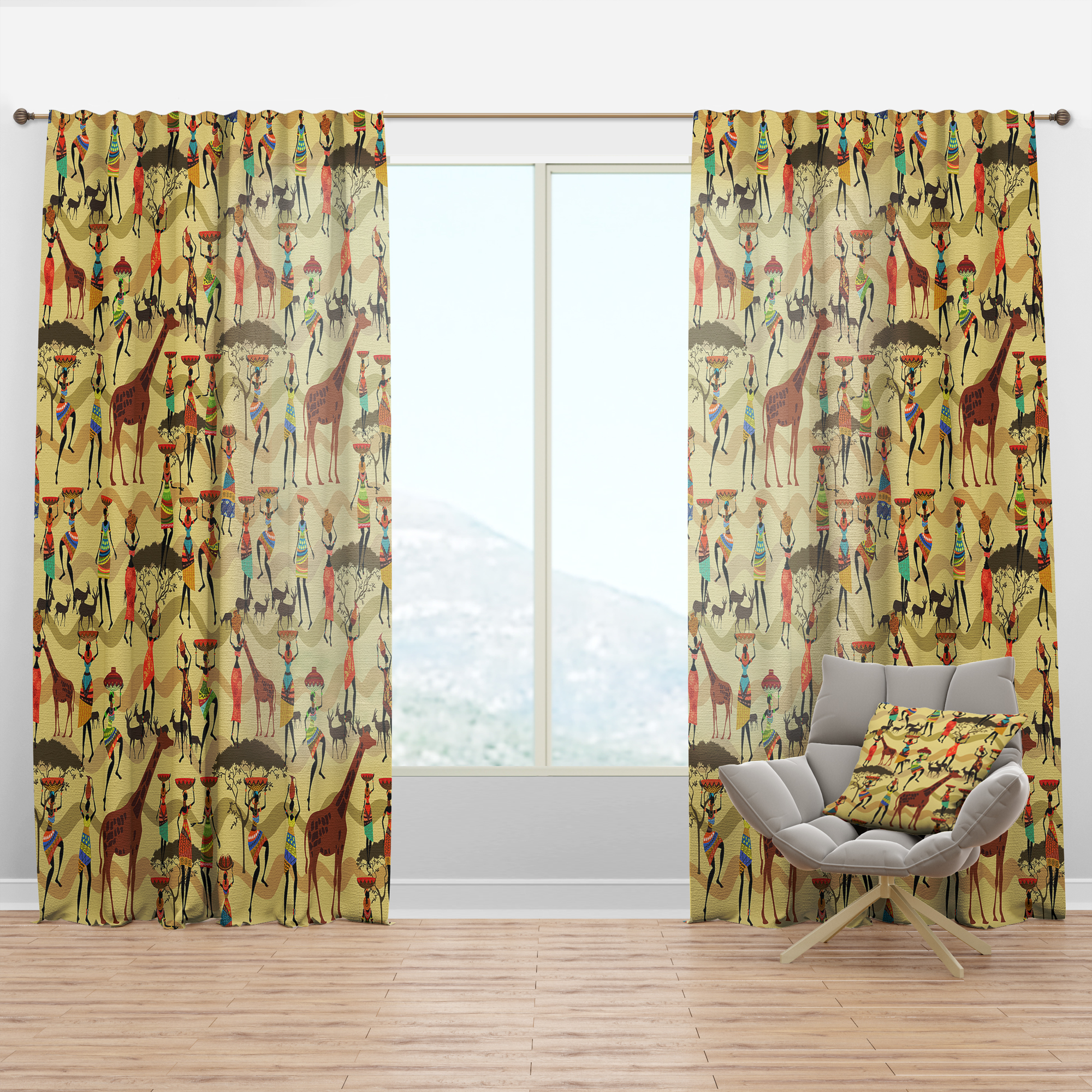 Designart 'African Women With Texture' Tropical Curtain Panel