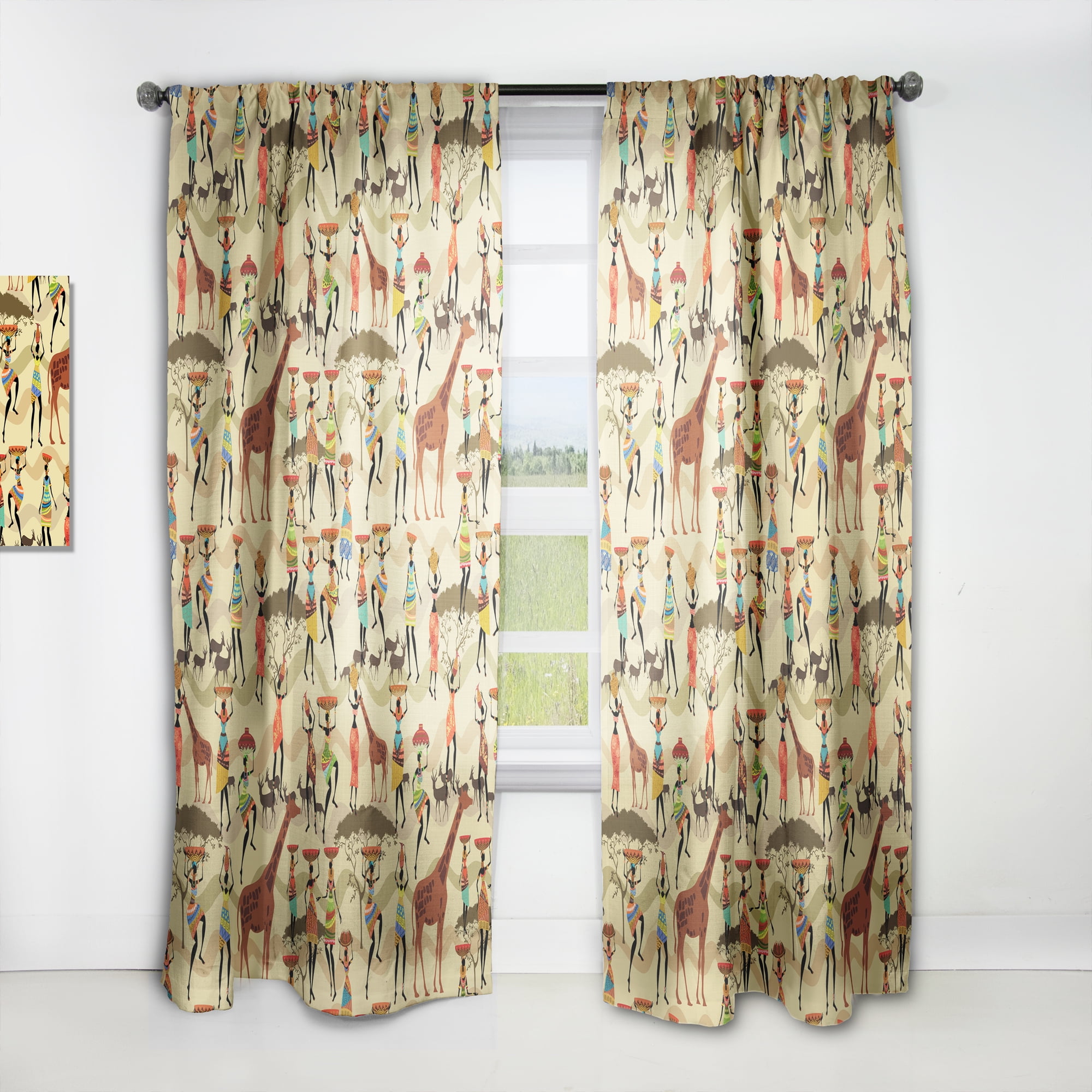 Designart 'African Women With Texture' Tropical Curtain Panel