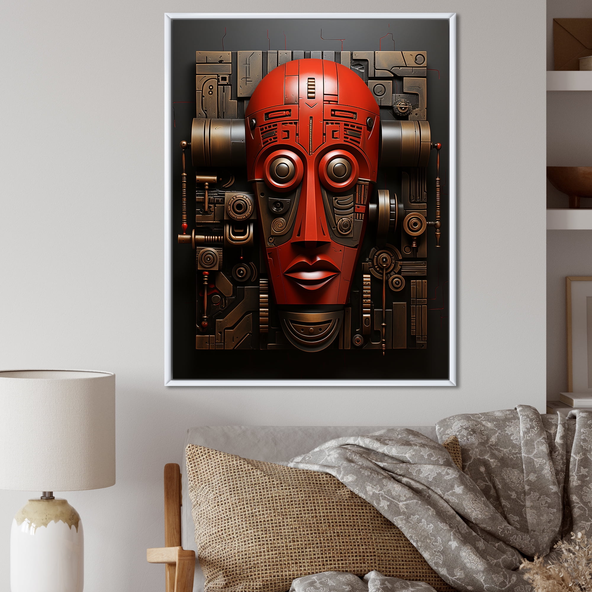 Designart "African Zulu Warrior Mask II" People Framed Wall Art