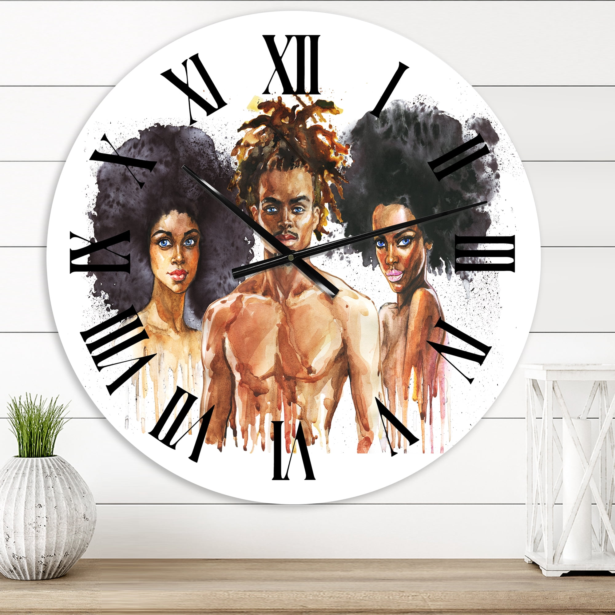 Designart 'Afro Americam Fashion Portraits' Glam Wall Clock