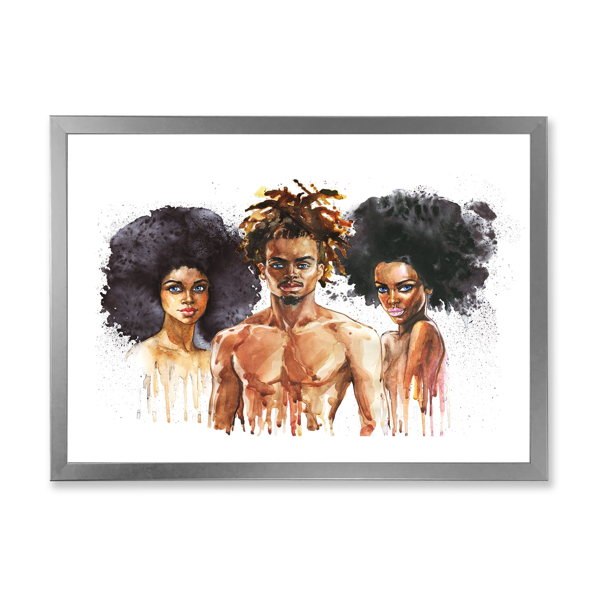 Designart 'Afro American Fashion Portraits' Glam Framed Art Print