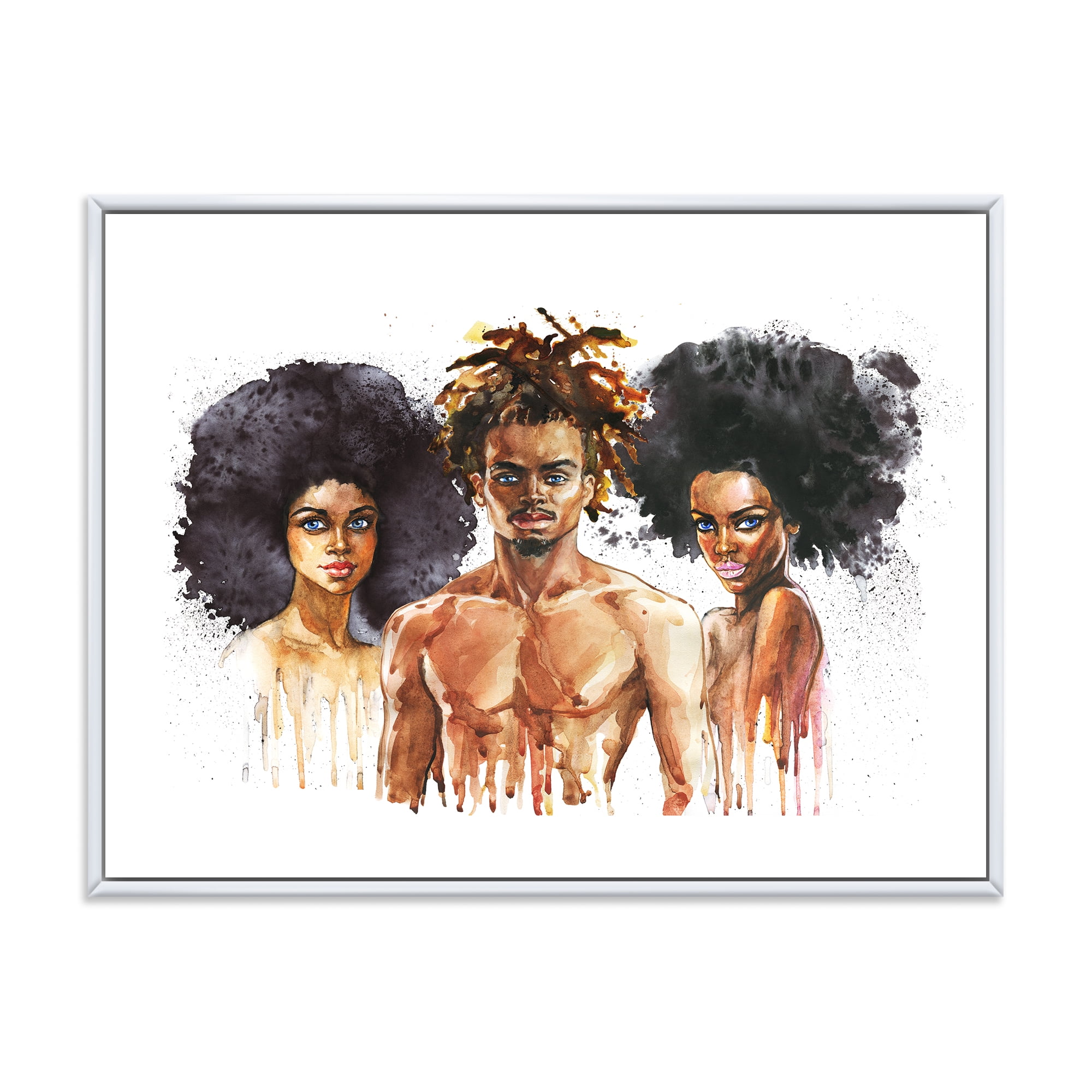 Designart 'Afro American Fashion Portraits' Glam Framed Canvas Wall Art Print