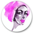 thumbnail image 1 of Designart 'Afro American Pink Woman Fashion Portrait' Modern Circle Metal Wall Art 11x11 - Disc of 11, 1 of 5