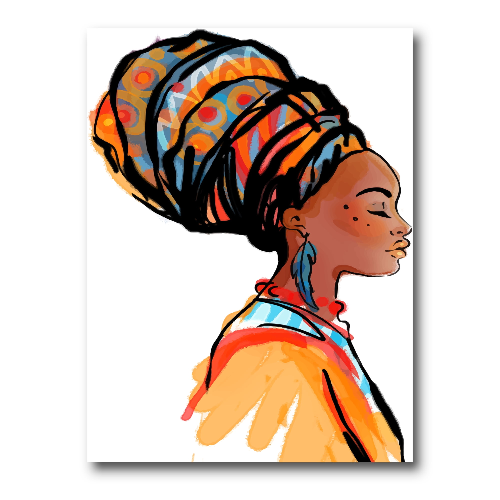 Designart ' Afro American Woman with Turban I ' Modern Canvas Wall Art Print