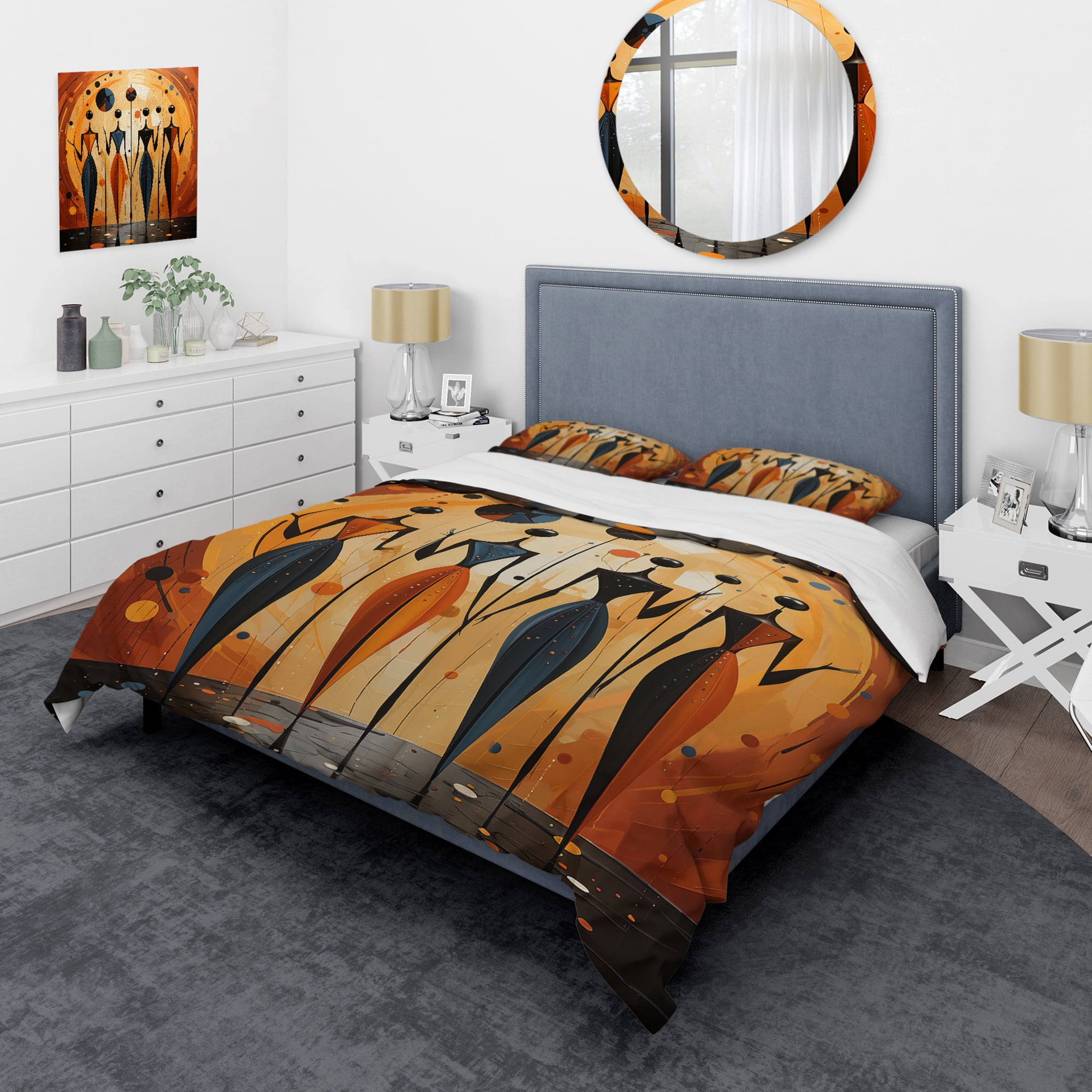 African Soulful III Twin Duvet Cover Set in Microfiber Polyester