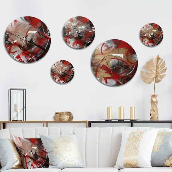 Designart "Afternoon Jazz I" Music Jazz Round Metal Wall Art Set of 5 Piece - Round Wall Art Set