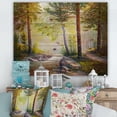 thumbnail image 1 of Designart 'Afternoon Light Through The Forest Trees' Traditional Print on Natural Pine Wood, 1 of 5