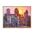 thumbnail image 1 of Designart 'Afternoon Street Scene In Old Town With Colorful Buildings' Mid-Century Modern Framed Canvas Wall Art Print, 1 of 5