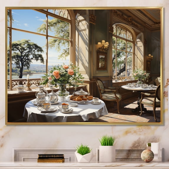 Designart "Afternoon Tea Country Clubs painting I" Country Clubs Floater Framed Wall Art Print