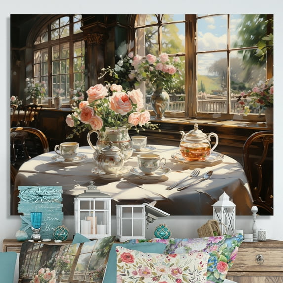Designart "Afternoon Tea Country Clubs painting V" Country Clubs Canvas Art Print