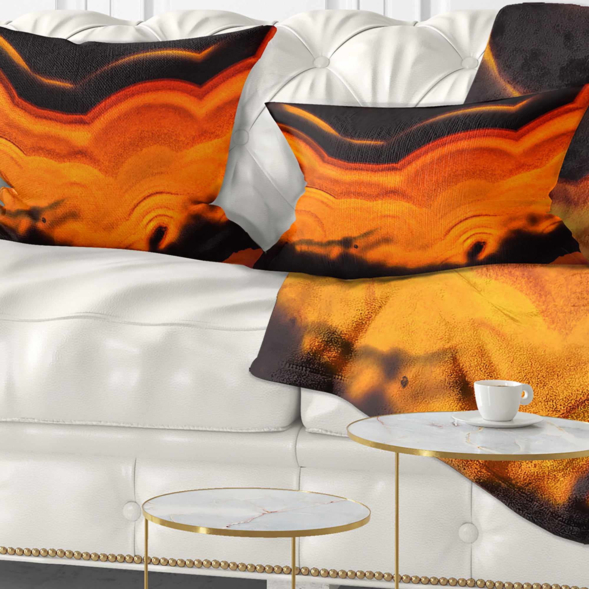 Designart Agate Macro Orange - Abstract Throw Pillow - 12x20