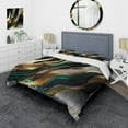 thumbnail image 1 of Designart "Agate in Green and Gold II" Modern Bedding Covert Set - Abstract Transitional Green Abstract Bed Set With 2 Shams, 1 of 6