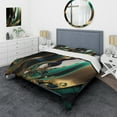 thumbnail image 1 of Designart "Agate in Green and Gold III" Modern Bedding Covert Set - Abstract Transitional Green Abstract Bed Set With 2 Shams, 1 of 6
